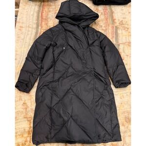 NAP Loungewear Womens Hooded Puffer Parka Coat Black Quilted Down Outdoor XL